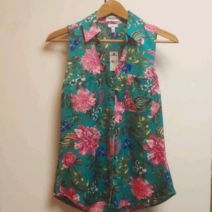 Flowery Button Down Silky Top